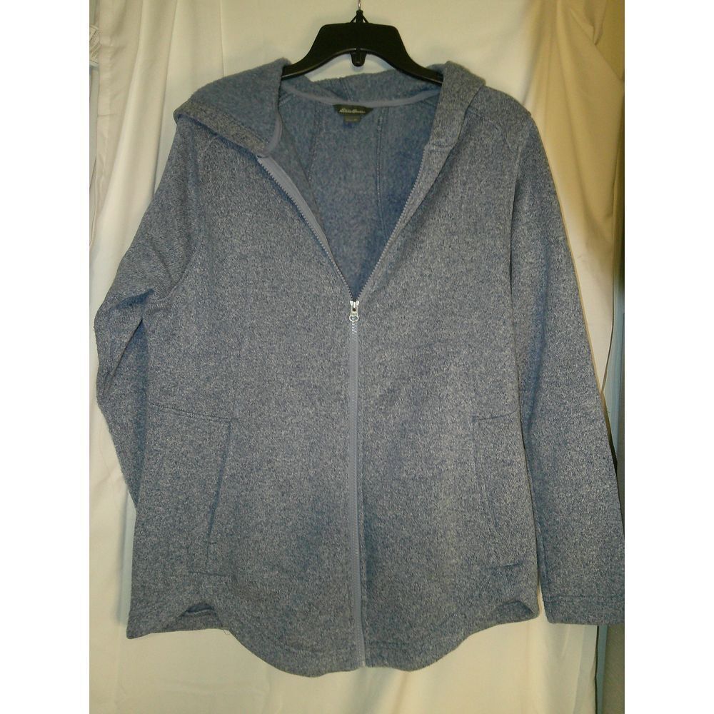 Eddie Bauer Men's Fleece‎ Zip-Up Hoodie Jacket Light Heather Blue XL